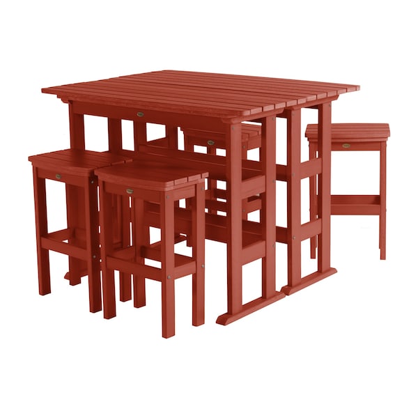Highwood Usa Lehigh 6pc Bar Height Outdoor Patio Furniture Balcony Set AD-KITBALC201-RED - main